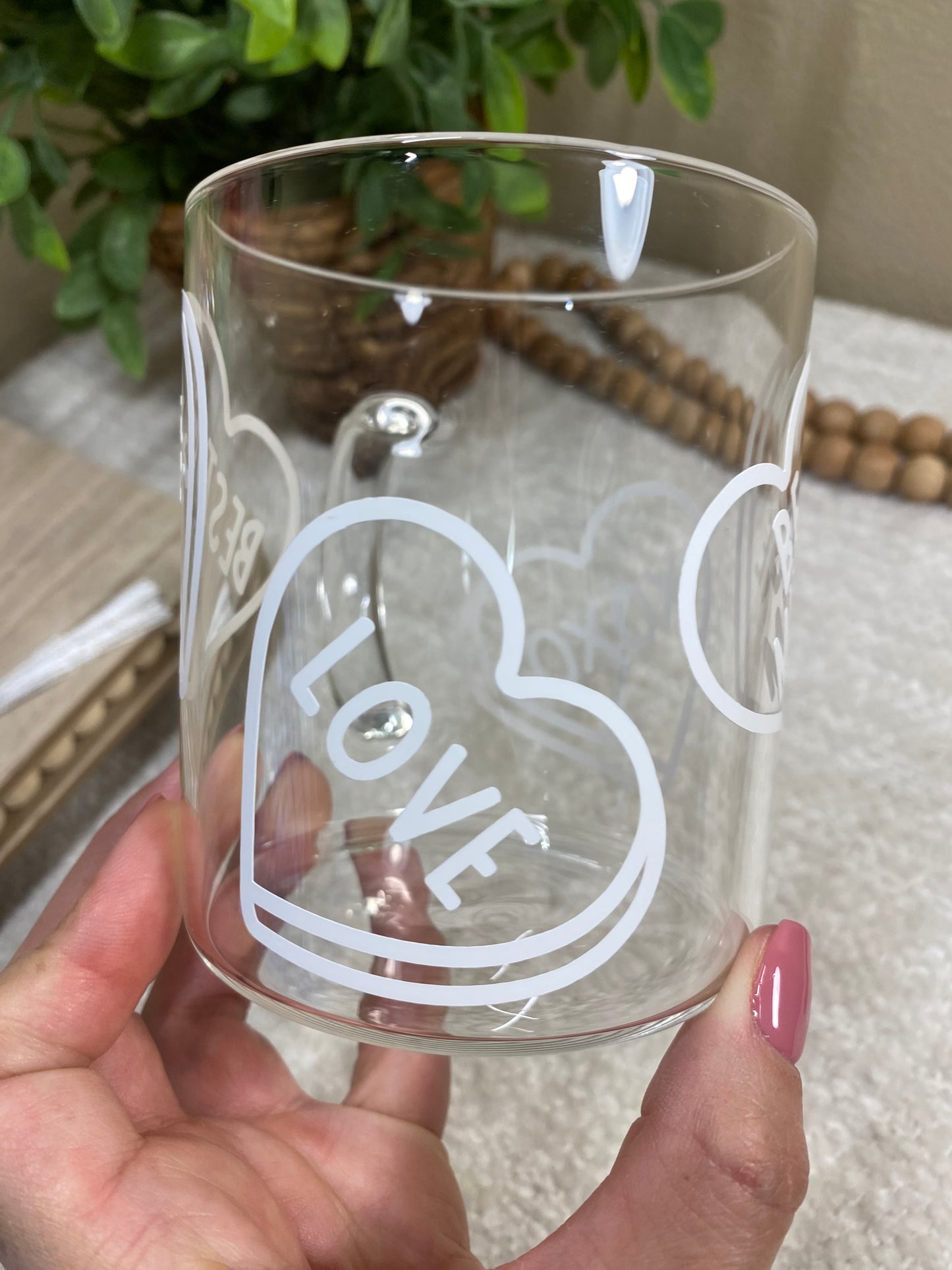 Conversation Hearts - Clear Mug
