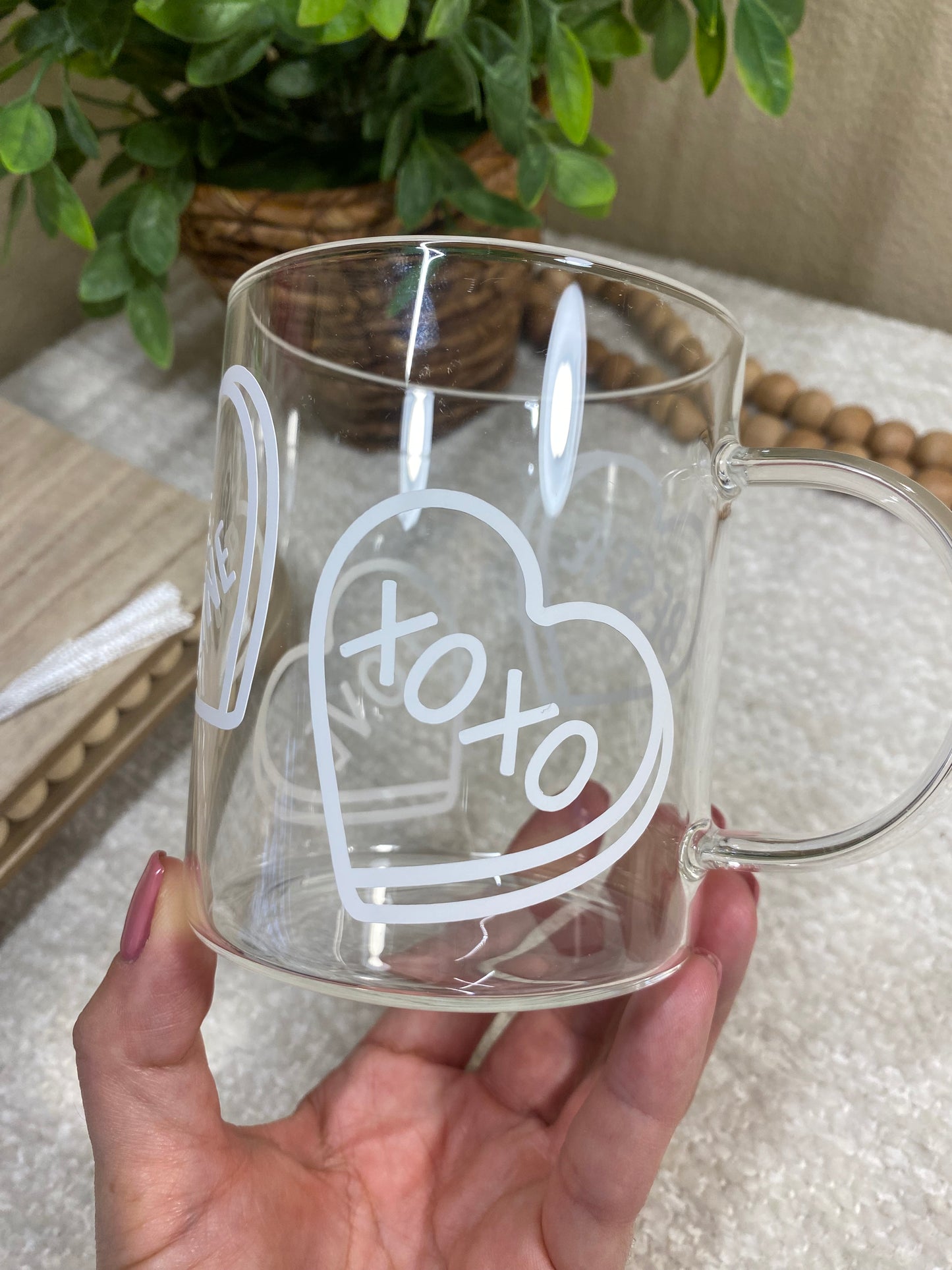 Conversation Hearts - Clear Mug