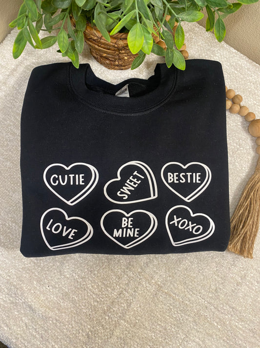 Conversation Hearts Crew sweatshirt