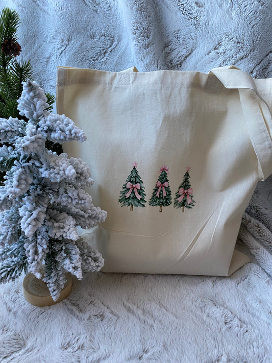 Christmas Coquette Canvas Tote